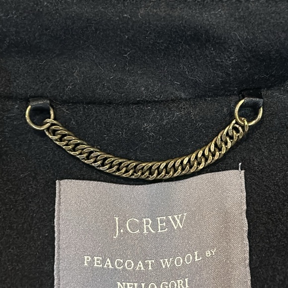 J. Crew Nello Gori Wool Peacoat Black Tan Trimmed size 12 - Picture 12 of 17